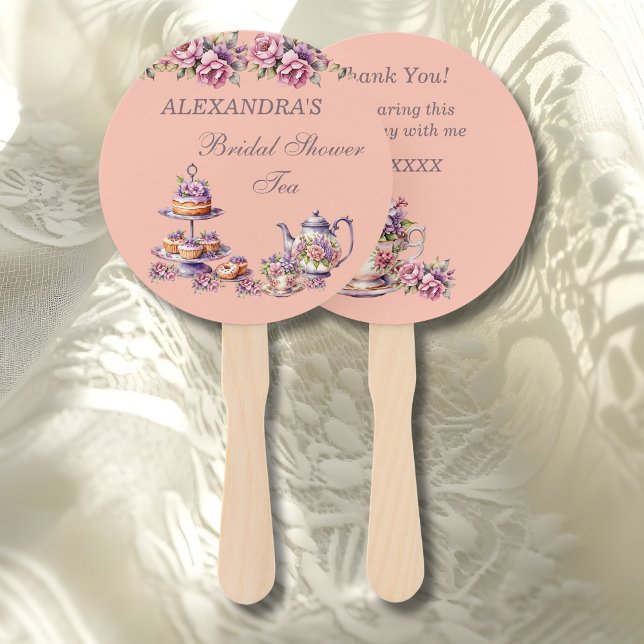Éventail Thé de mariage Lilac Peach Floral (Créateur téléchargé)