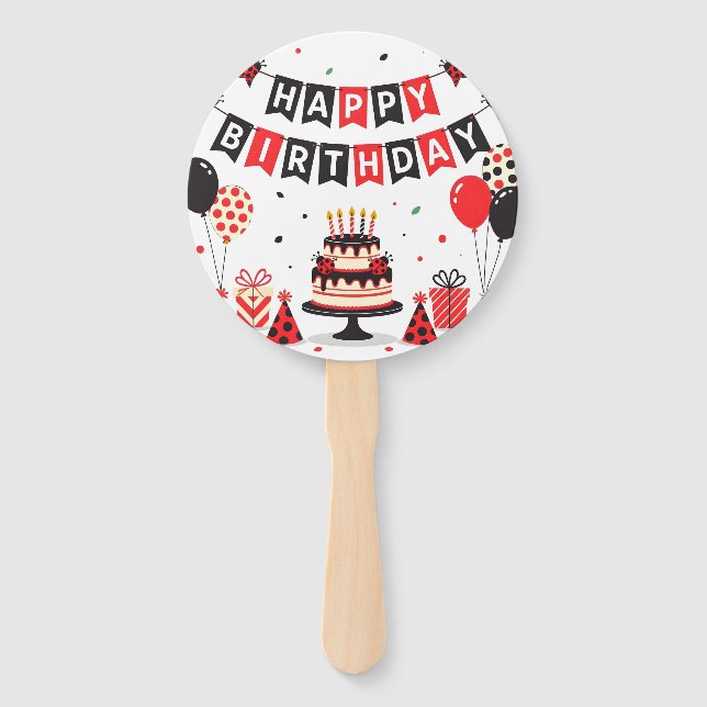 Éventail Thème de joyeux anniversaire coccinelle mignon (Devant)