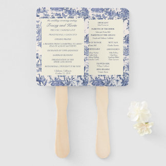 Éventail Toile bleue et blanche