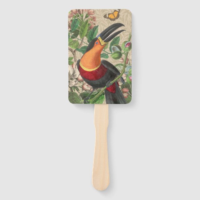 Éventail Toucan Jungle Tropical Bird Belle antique (Devant)