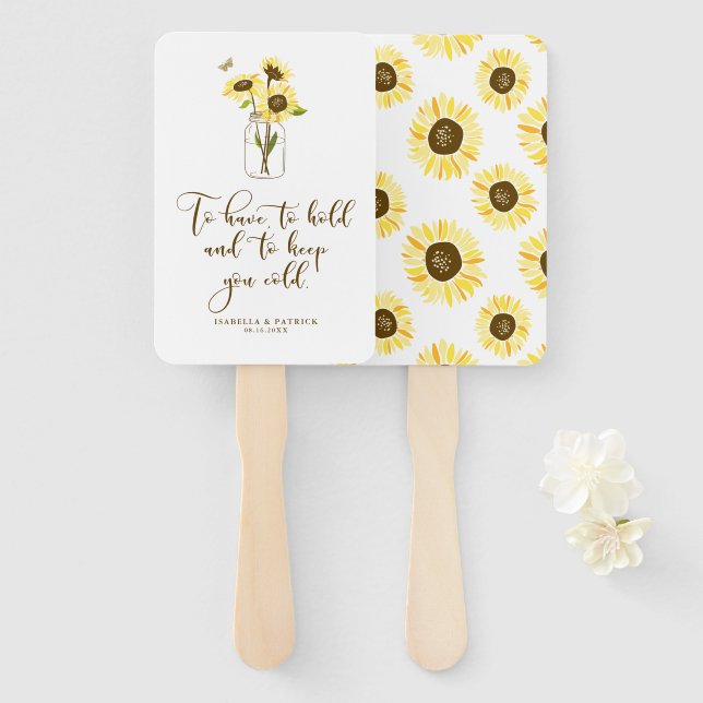 Éventail Tournesols sur Mason Jar pour vous garder Mariage  (Devant et derrière)