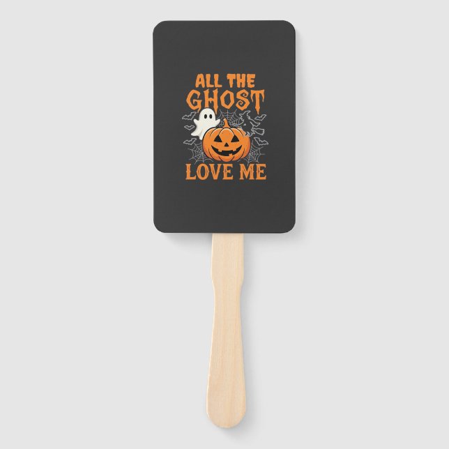 Éventail Tout les fantômes m'aiment Halloween Design_1 (Devant)