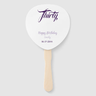 Éventail Trente ans 30ème violet pastel nom date style