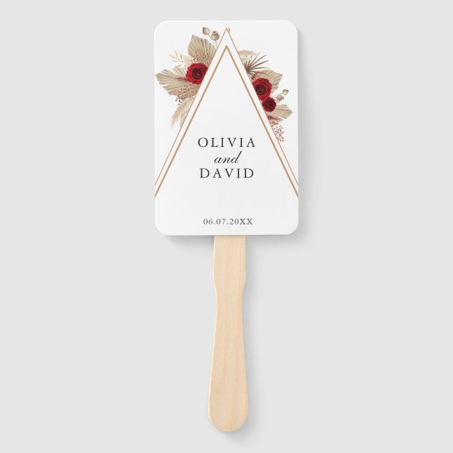 Éventail Tropical Bourgogne Rose Garden Wedding Programme (Devant)