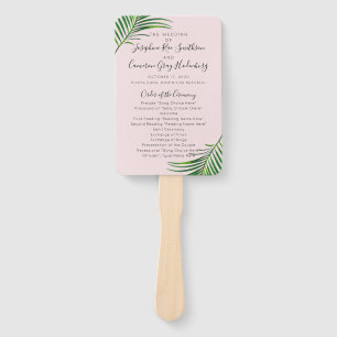Éventail Tropical Pink Palm Feuille Beach Wedding Programme