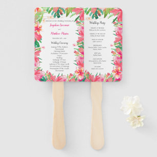 Éventail Tropical String Lights Floral Wedding Program