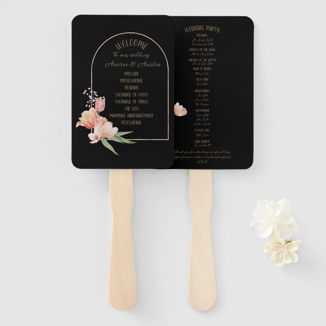 Éventail Tulipes de printemps orange sur ventilateur Arrièr (Devant et derrière)