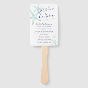Éventail Turquoise Blue Starfish Beach Programme de mariage