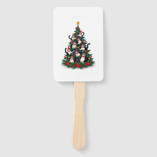 Éventail Tuxedo Cat Christmas Tree Tuxedo Cat Lights Xmas M