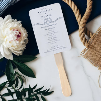 Éventail Tying The Knot Rope Heart White Wedding Programme