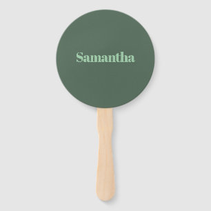 Éventail Typographie de nom personnalisée élégante |vert sa
