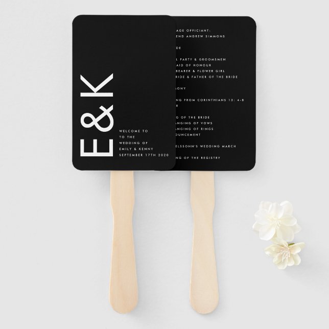 Éventail Ultra-moderne Gras Grand Monogramme Simple (Devant et derrière)