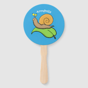 Éventail Un mignon escargot heureux sur une illustration d'