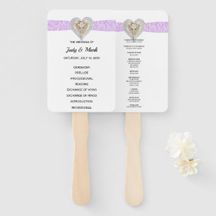 Éventail Unicorn Purple Lace Wedding Programme Fans