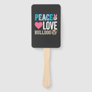 Éventail Vecteur Peace Love Bulldog
