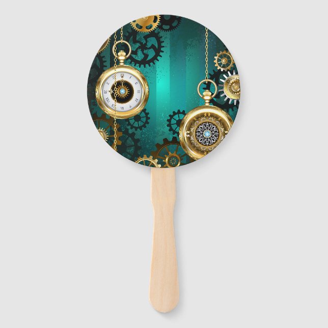 Éventail Veille bijoux Steampunk sur un Arrière - plan vert (Devant)