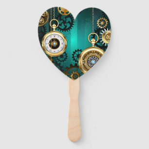 Éventail Veille bijoux Steampunk sur un Arrière - plan vert