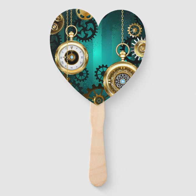 Éventail Veille bijoux Steampunk sur un Arrière - plan vert (Devant)