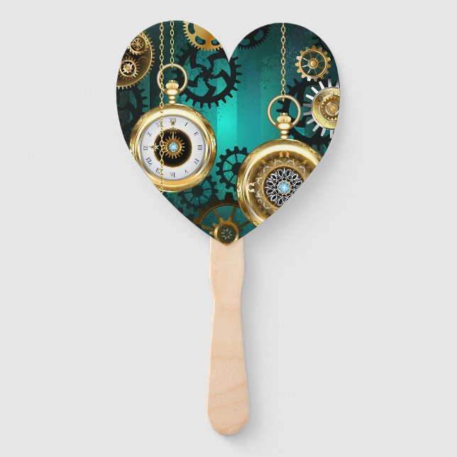 Éventail Veille bijoux Steampunk sur un Arrière - plan vert (Devant)