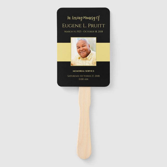 Éventail Ventilateur commémoratif noir et or (Devant)