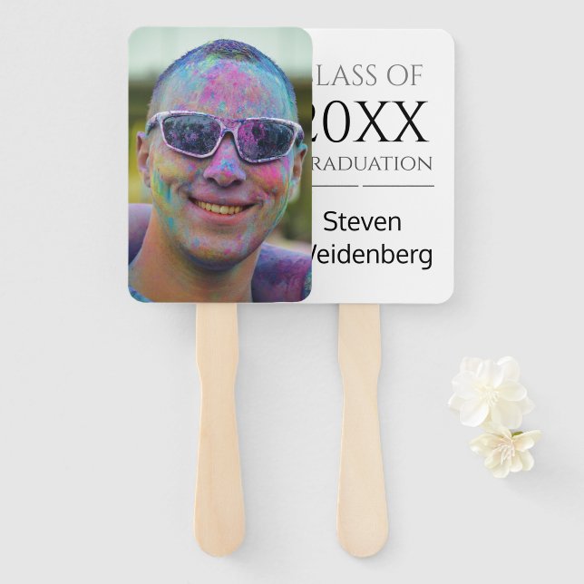 Éventail Ventilateur de diplôme Classe de 2025 Nom Photo (Devant et derrière)