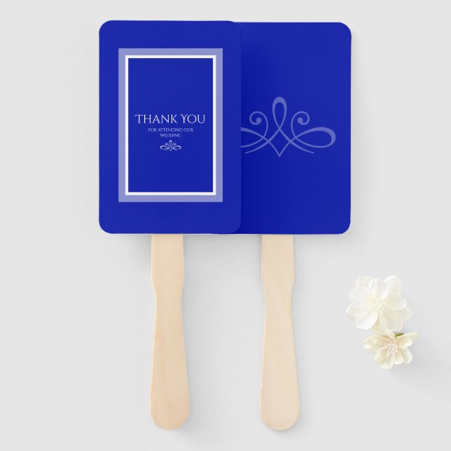 Éventail Ventilateur de main mariage personnalisable bleu C (Devant et derrière)
