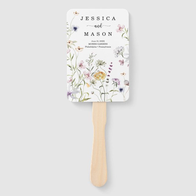 Éventail Ventilateur du programme de mariage de Fleurs sauv (Devant)