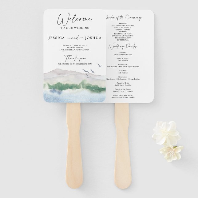 Éventail Ventilateur du programme de mariage de Mountain La (Devant et derrière)