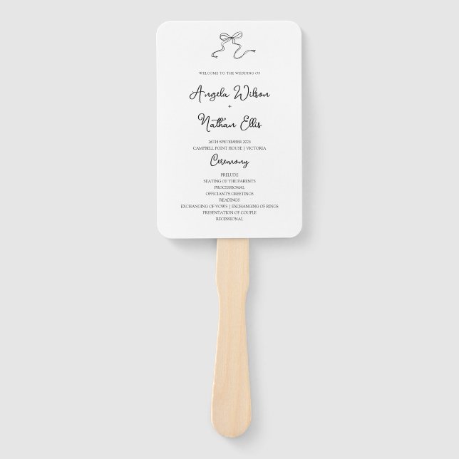 Éventail Ventilateur du programme de mariage dessiné à la m (Devant)