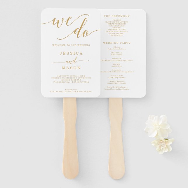 Éventail Ventilateur du programme de mariage minimal pour l (Devant et derrière)