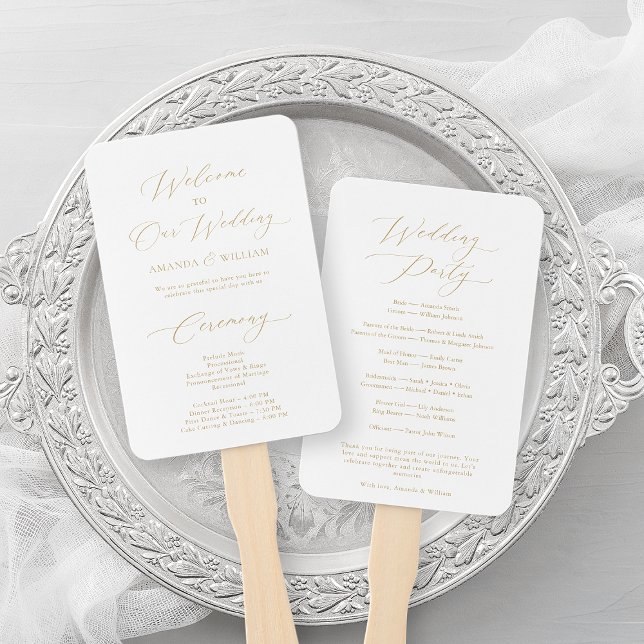 Éventail Ventilateur du programme de mariage or élégant (Créateur téléchargé)