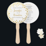 Éventail Ventilateur du programme de mariage rond Gold conf<br><div class="desc">Ventilateur du programme de mariage rond de confettis d'or. Pour plus de personnalisation,  cliquez sur le lien "customiser plus" et utilisez notre outil de conception pour modifier ce modèle.</div>