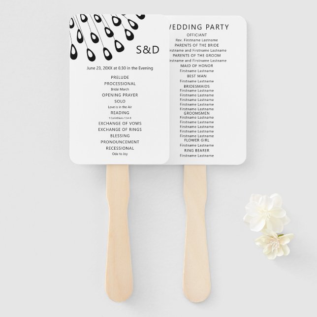 Éventail Ventilateur du programme de mariage Stylisé Peacoc (Devant et derrière)