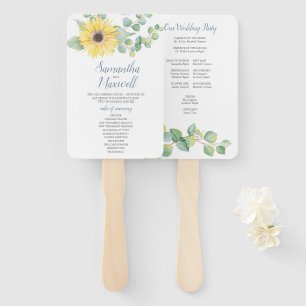 Éventail Ventilateur du programme de mariage Tournesol vert