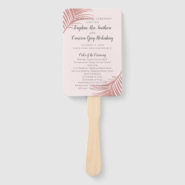 Éventail Ventilateur du programme rose Gold Pink Palm Beach (Devant)