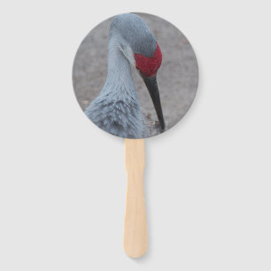 Éventail ventilateur grise et rouge Sand Hill Crane