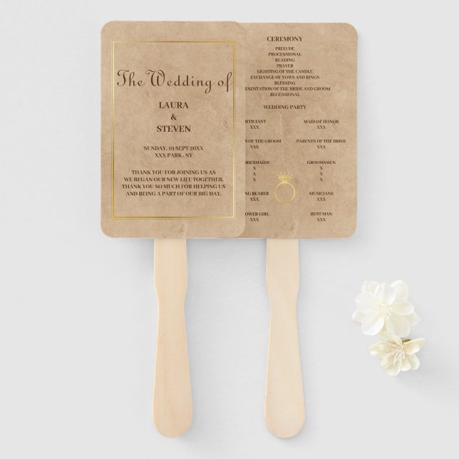 Éventail Ventilateur main vintage (Devant et derrière)