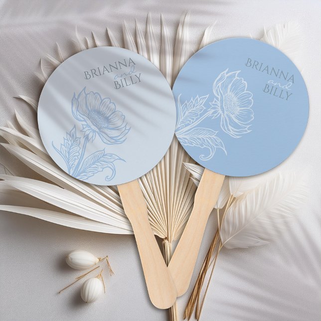 Éventail Ventilateur Mariage bleu minimaliste (Créateur téléchargé)
