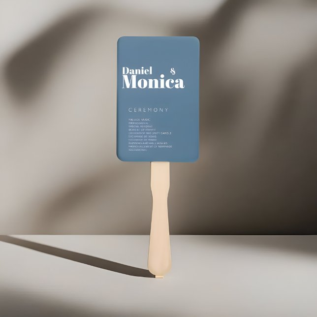 Éventail Ventilateur minimaliste blanc & Pastel Blue Weddin (Créateur téléchargé)