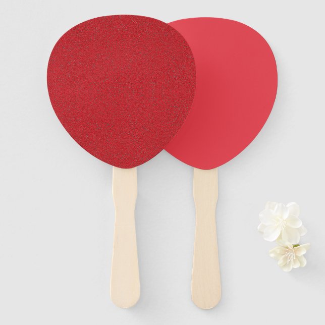 Éventail Ventilateur pétal - Rouge tomate lisse et texturé (Devant et derrière)