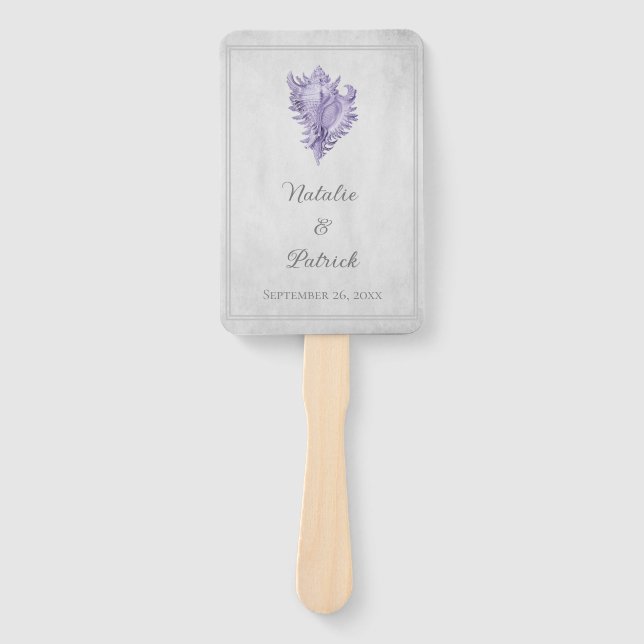 Éventail Ventilateurs à main Mariage Conch Violet (Devant)