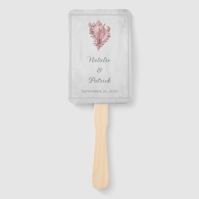 Éventail Ventilateurs à main Mariage de coquille rose (Devant)