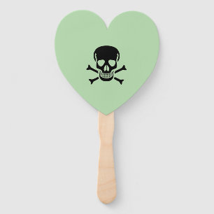 Éventail Ventilateurs de main coeur vert crâne noir