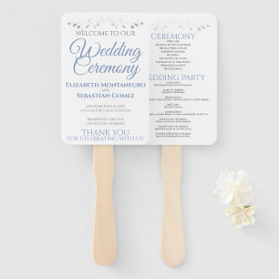 Éventail Ventilateurs de mariage élégants bleu et gris avec