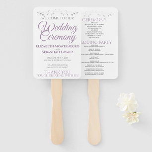 Éventail Ventilateurs de mariage élégants violet et gris av
