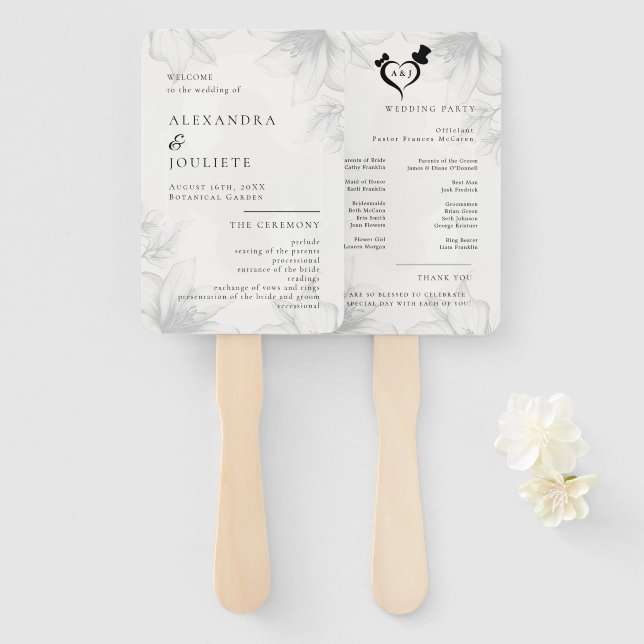 Éventail Ventilateurs du programme de mariage moderne avec  (Devant et derrière)