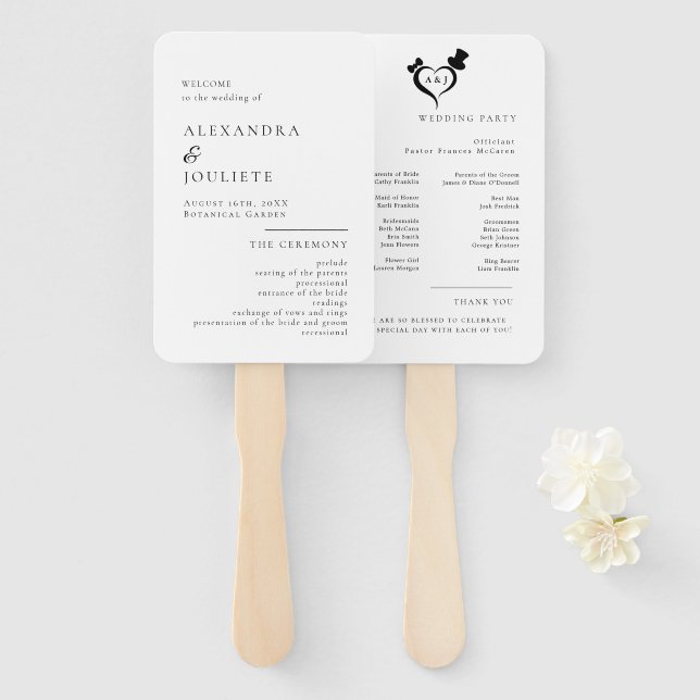 Éventail Ventilateurs du programme de mariage moderne avec  (Devant et derrière)