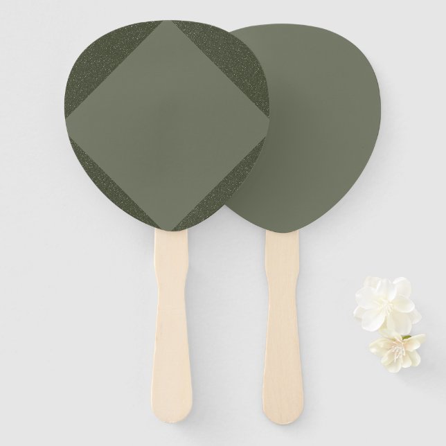 Éventail Ventilateurs ovales diamant centrés en vert mousse (Devant et derrière)