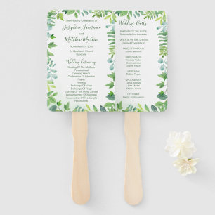 Éventail Verdure Foliage Aquarelle Programmes de mariage
