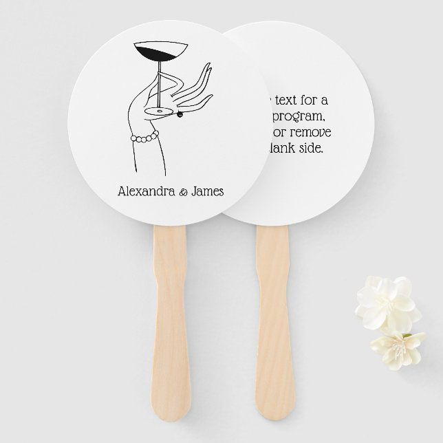 Éventail Verre de champagne de la main de la dame Art déco (Devant et derrière)